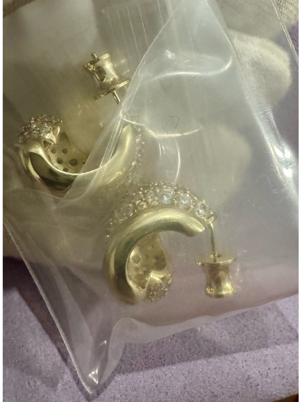 Melinda Maria Gold Pavé Crescent Hoop Earrings - Picture 6 of 10